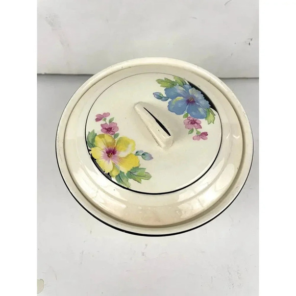 VTG Floral Casserole Dish with Lid Harker Cookingware Hot Oven 1930s - Picture 2 of 11